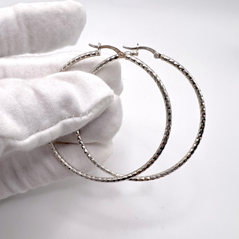 Sterling 50mm Twisted Tube Hoop Earrings - Picture 5 of 13